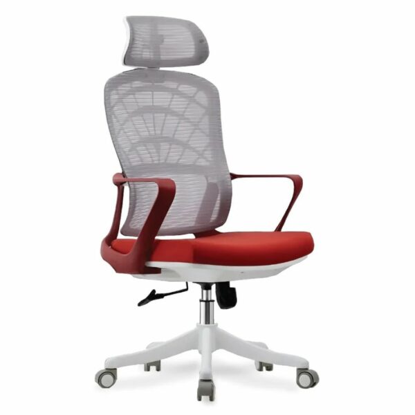 ErgoMesh High-Back Chair – Red & White Edition - Image 2