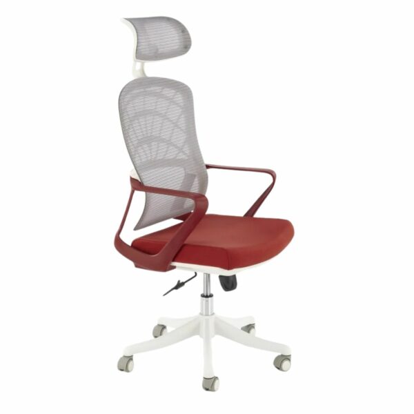 ErgoMesh High-Back Chair – Red & White Edition - Image 3