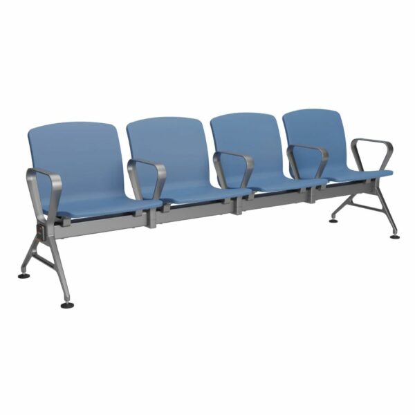 PolyComfort Visitor Chair – 4 Seater Waiting Bench (Blue)