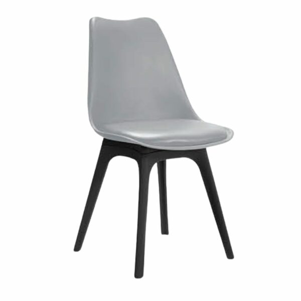 Elegant Grey Café Chair with Black Legs