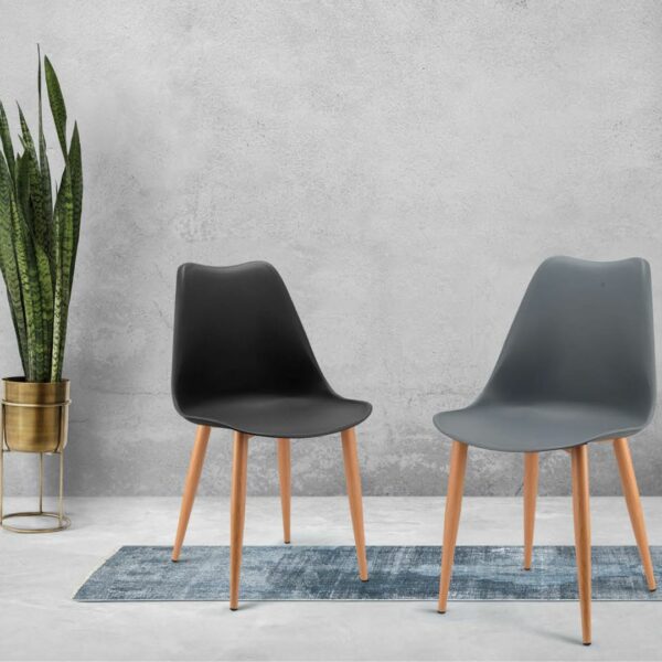 Elegant Grey Café Chair with Black Legs - Image 2