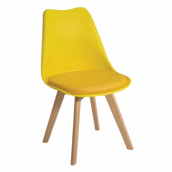 Sunny Yellow Café Chair with Wooden Legs