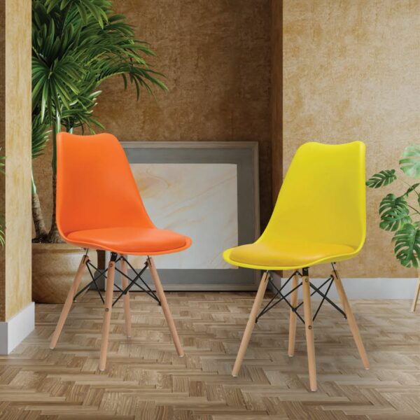 Sunny Yellow Café Chair with Wooden Legs - Image 2